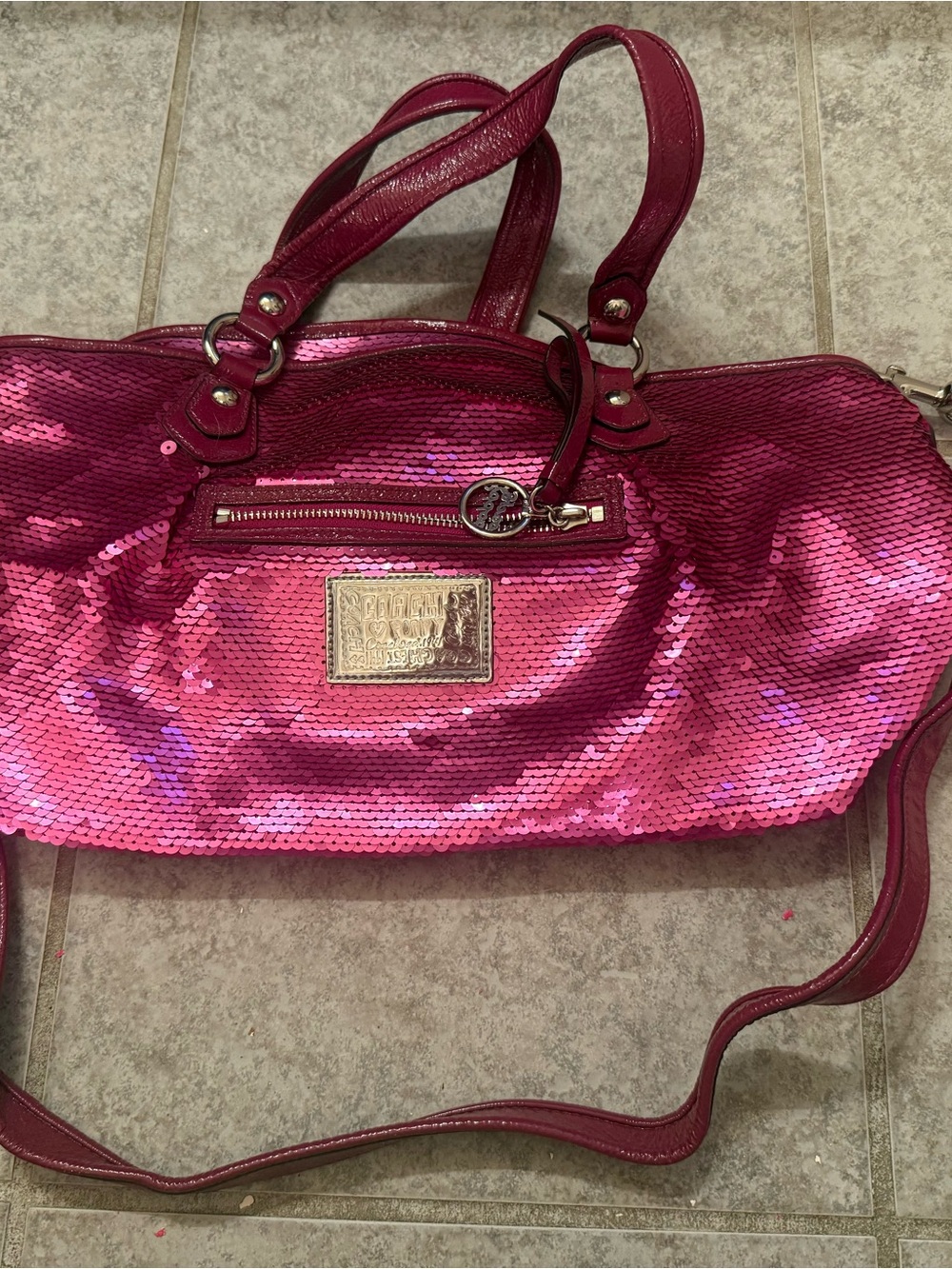 Rare Coach Poppy Glam Sequin Duffle Crossbody Pink Y2K